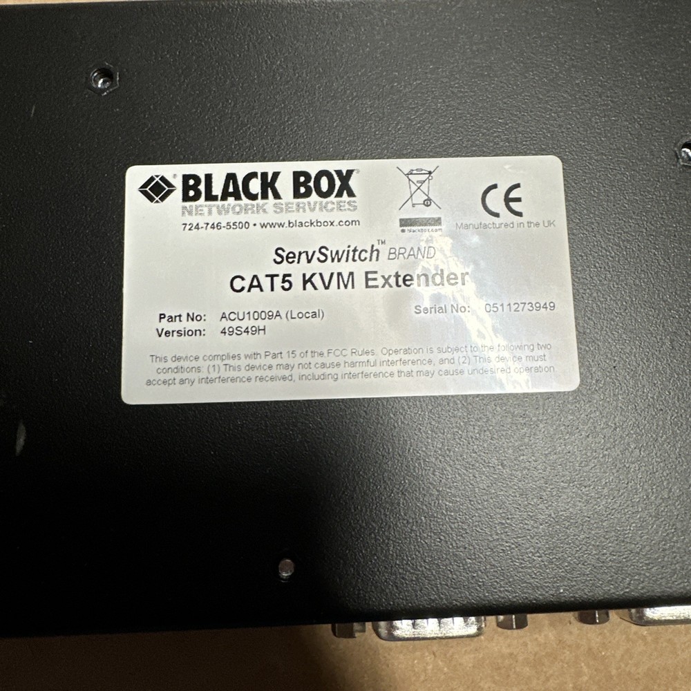 Black Box Network Services CAT5 KVM Extender ACU1009A LOCAL.