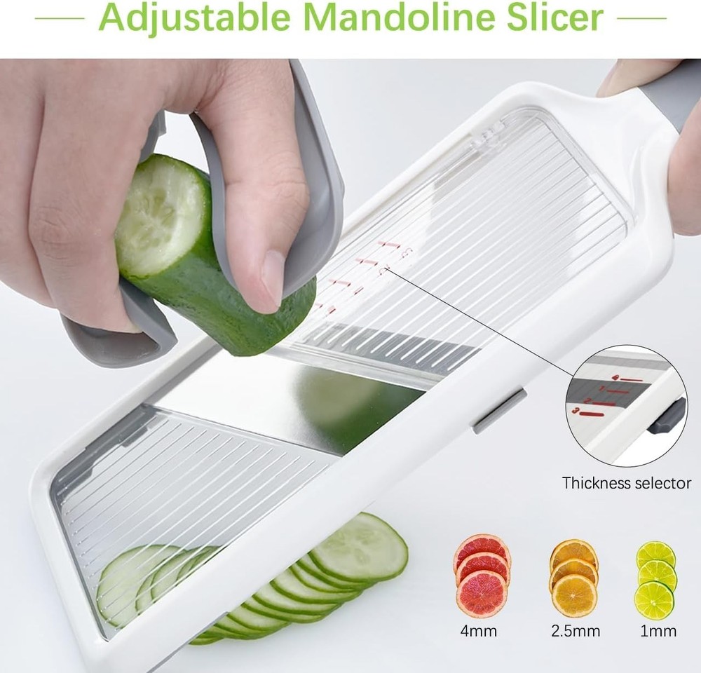 Ergonomic Vegetable Slicer: Safe, Efficient, and Includes Peeler Accessory