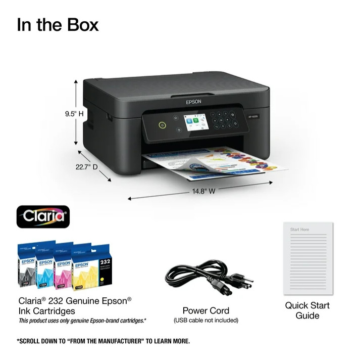 Epson XP-4205 Wireless Color Printer with Scanner & Copier, Auto 2-Sided