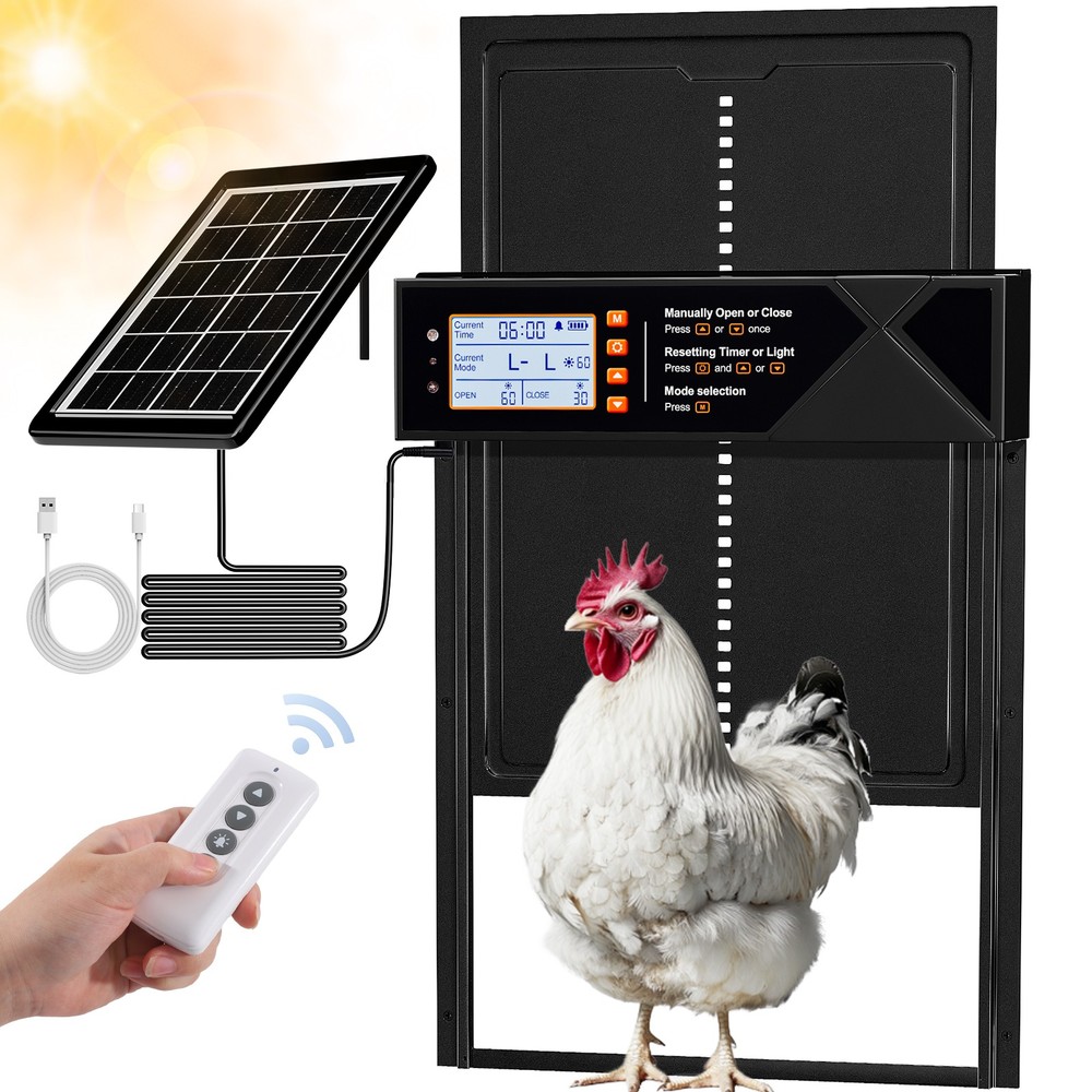 Solar Automatic Extra Large Chicken Coop Door Timer Anti Pinch Light Sensor Mode