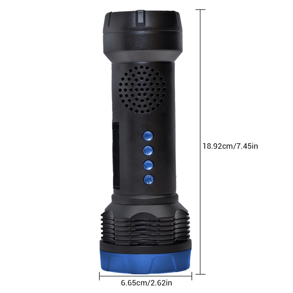 Solar-Charged 2-Function Bluetooth/FM/TF/USB Speaker with Bright LED Flashlight