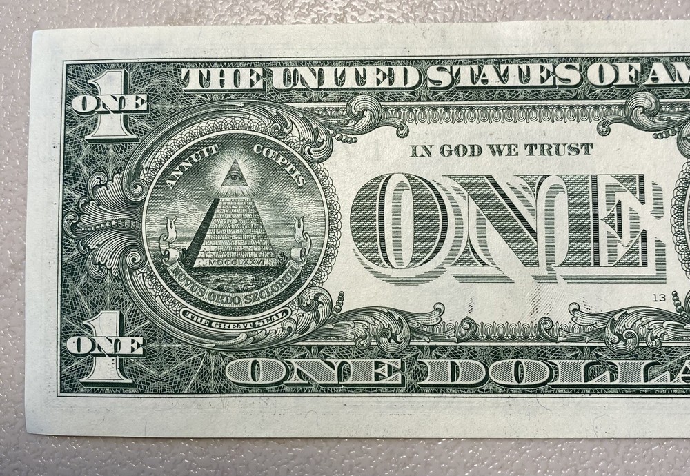 $1 Over Ink Error 7 & Reverse X Black Ink & Misprint Edges Uncirculated 74574048