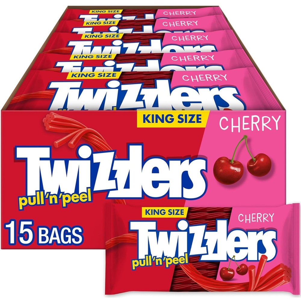 PULL 'N' PEEL Cherry Chewy Candy - Perfect for Sharing, 15 King Size Packs
