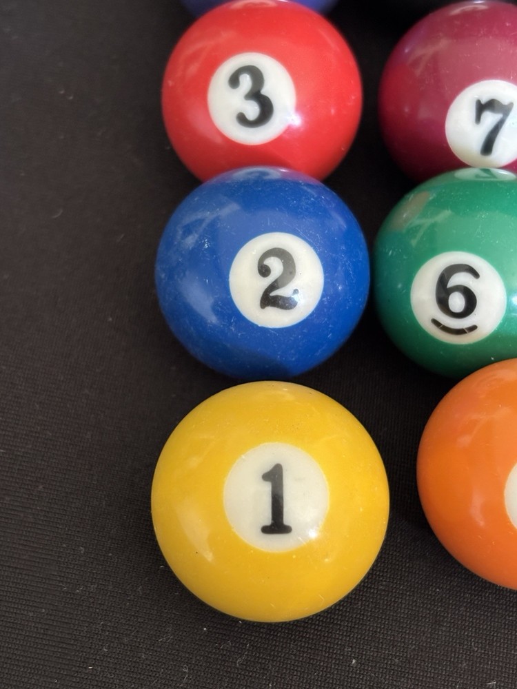 Billiard Pool Mini Balls Full Set 16pc Solid Stripe Cue Replacement Game Parts