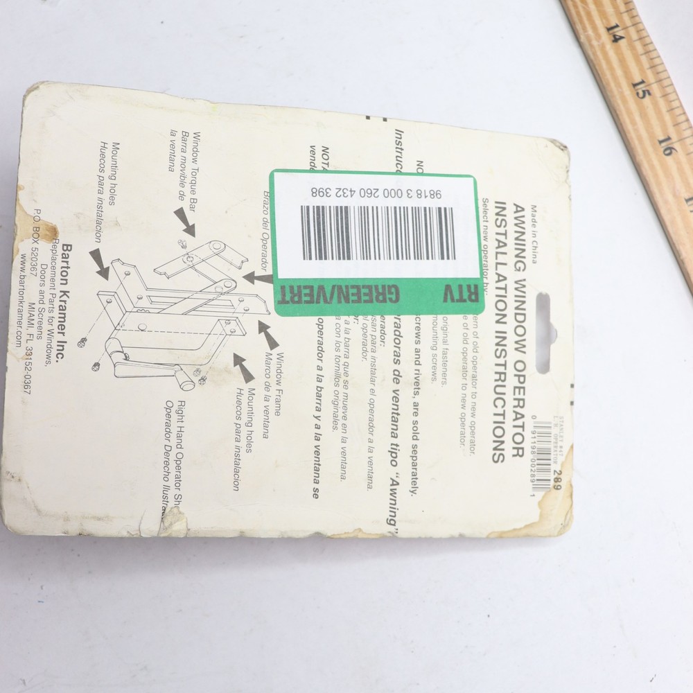 Barton Kramer Stanley 47 Left-Hand Awning Window Operator