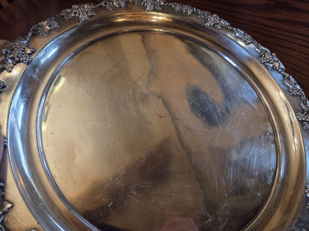 Vintage Homan Silverplate Tray With Grapevine Edge