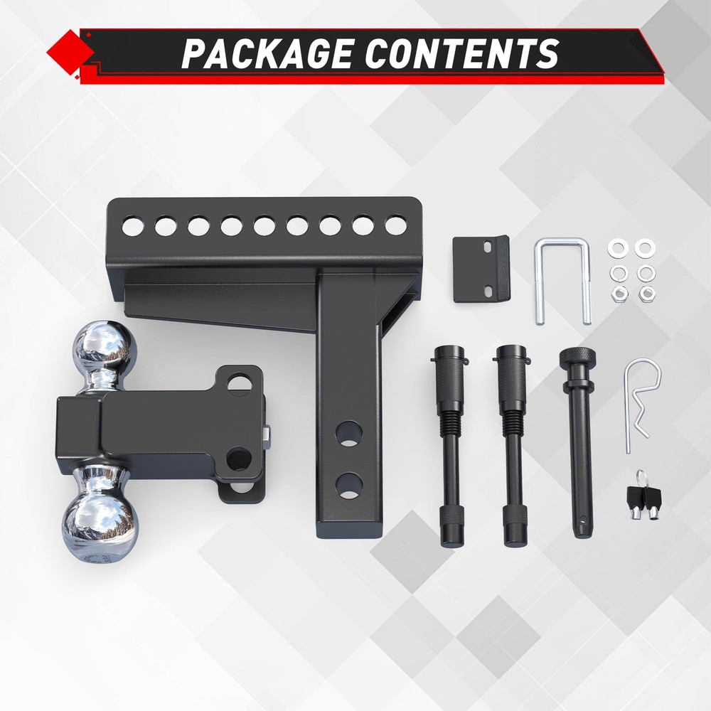 2.5" Receiver 6" Drop Adjustable Trailer Hitch 22000 lbs Heavy Duty Solid Ball