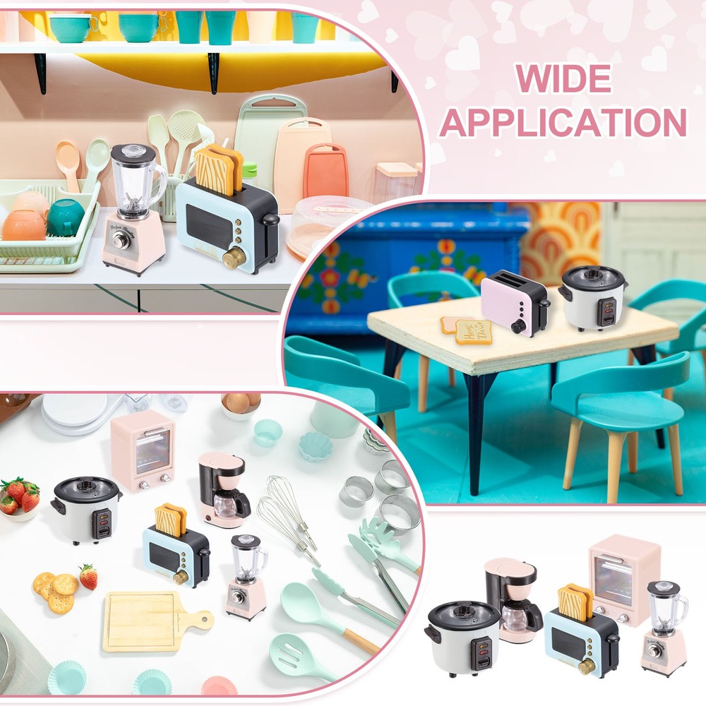 2Pcs Miniature Play Kitchen Accessory, Plastic Toaster Cookware, Blue