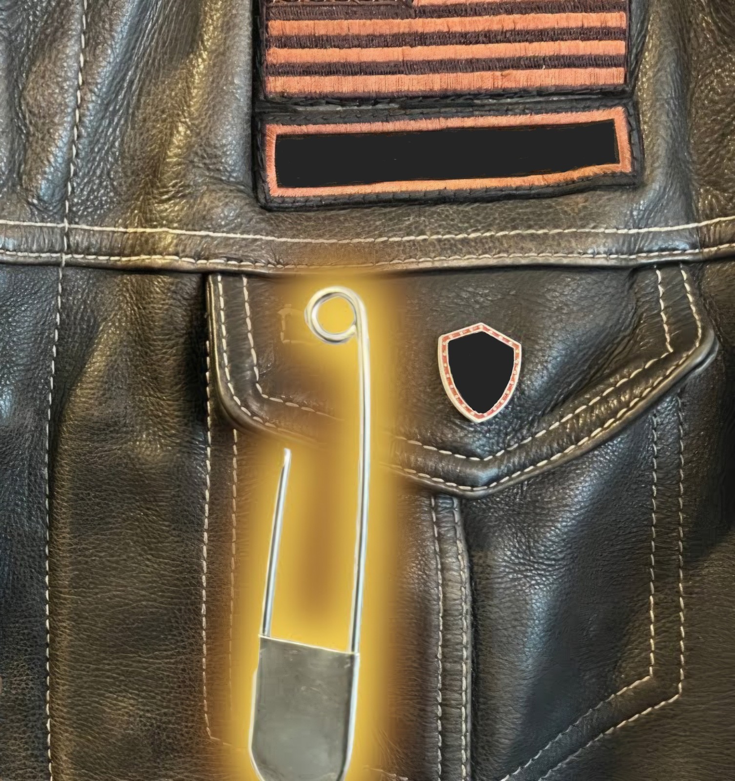 Biker MC Pass Through Pin + 20 Pieces, Harley Motorcycle Club, Jumbo Safety Pins