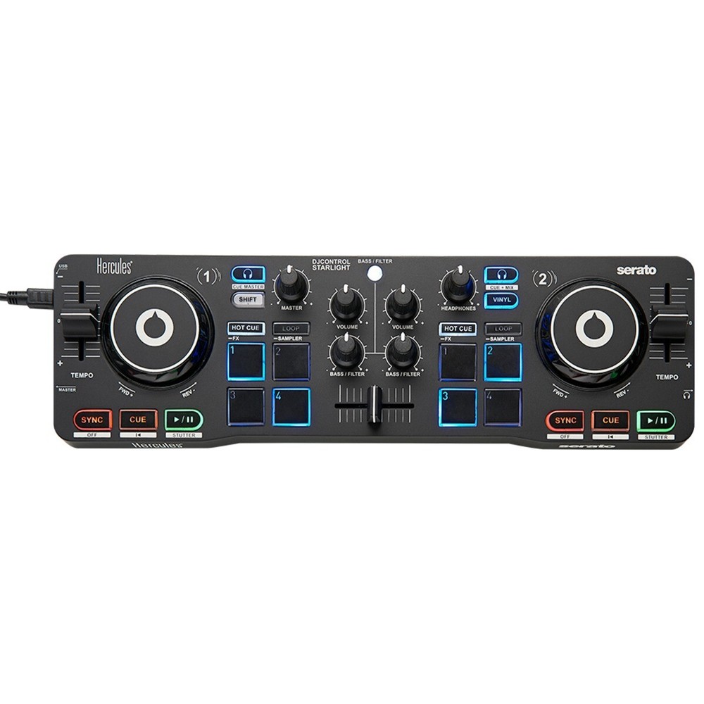 Hercules DJControl Starlight Portable Starter DJ Controller w Headphones Pack