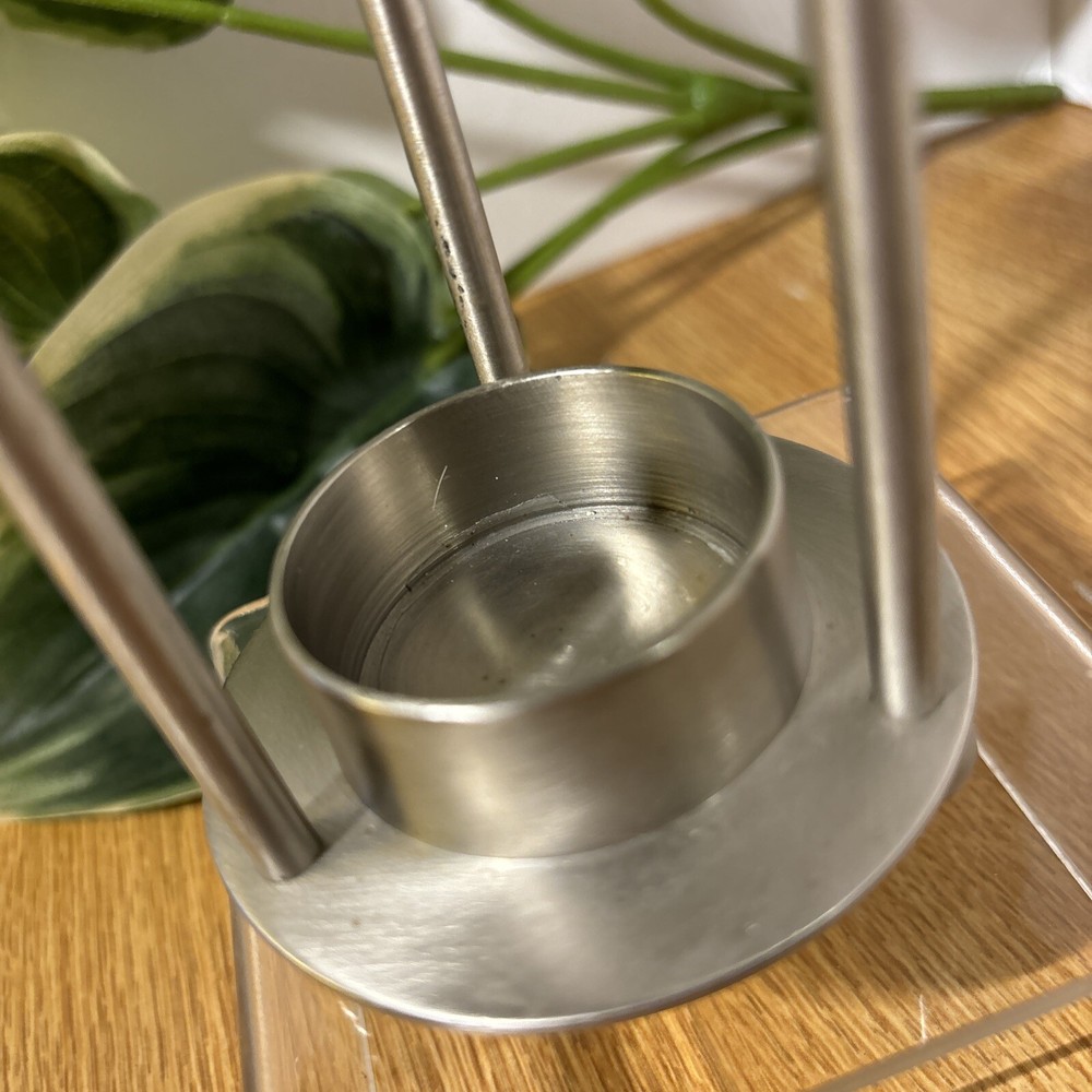 Vintage Unique Solid Nickel Incense Warmer Stand with Tea Lite Candle Base