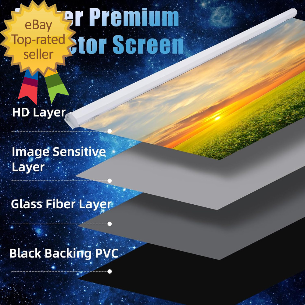 Projector Screen Motorized 120 Inch 4:3 HD Electric Projector Screen Pull down w