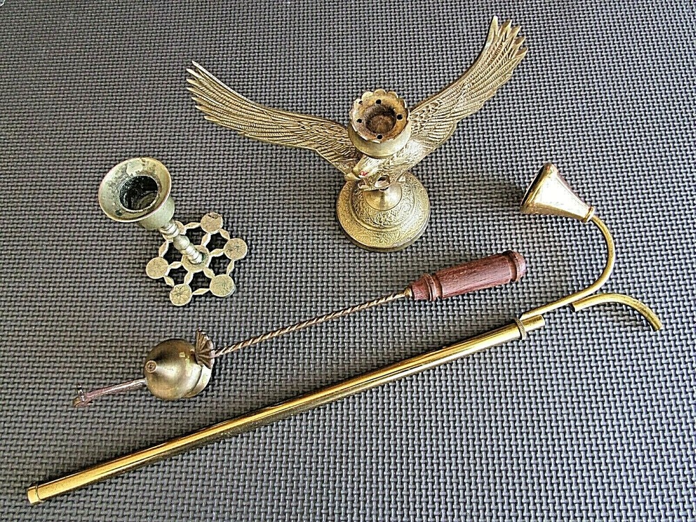 Unique Brass Candle Holders with snuffer !