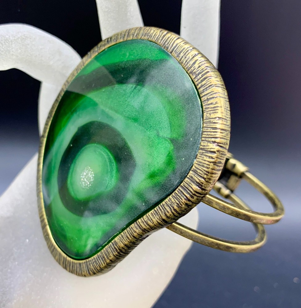 SIGNED STATEMENT FREE FORM GREEN BRONZE MODERNIST BRACELET