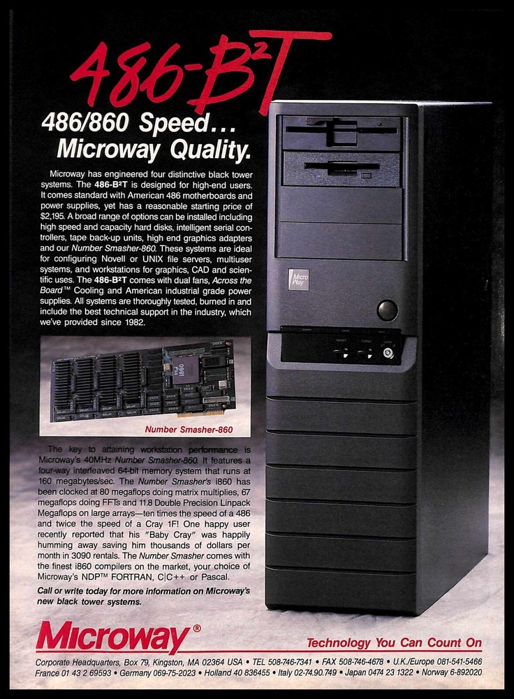 1992 Microway 486 B2T Tower PRINT AD Retro Computers PC