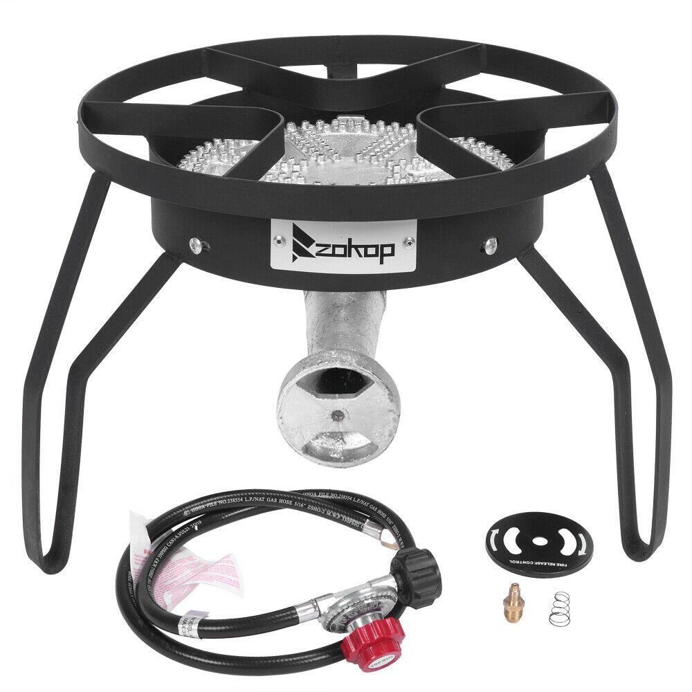 Round Portable Propane 200,000 BTU Outdoor/Indoor Burner Camp Stove BBQ Black