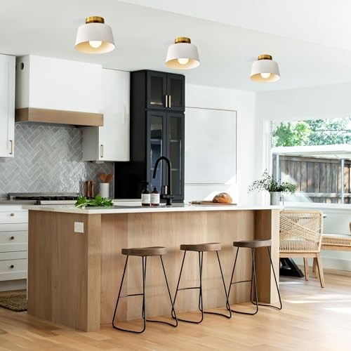 Modern Semi Flush Mount Ceiling Light 3 Pack,Metal Ceiling 10in 3 Pack White
