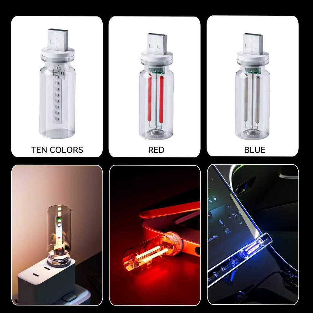 4 PCS USB Night Light, Touch Dimmable Mini USB LED Car Interior Ambient Lights,