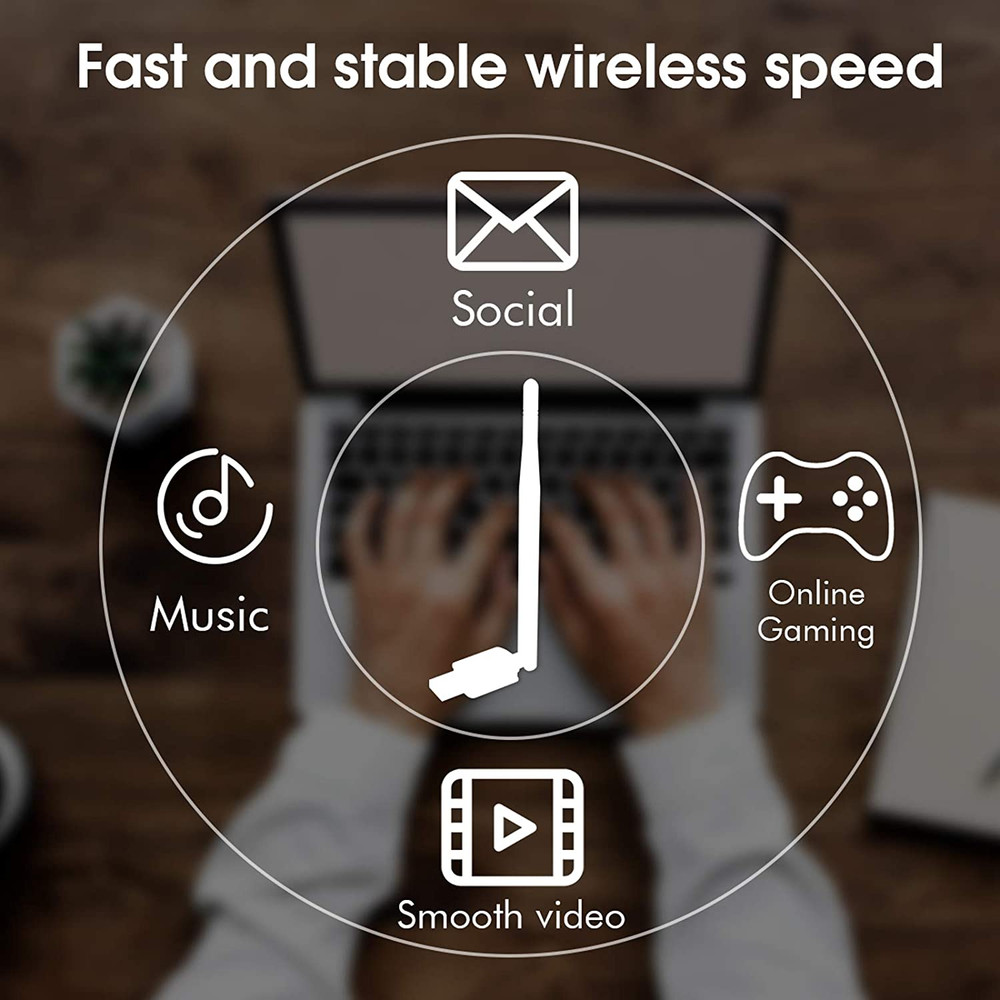 USB WIFI ADAPTER for PC Computer Wireless Network Dongle High Gain Antenna