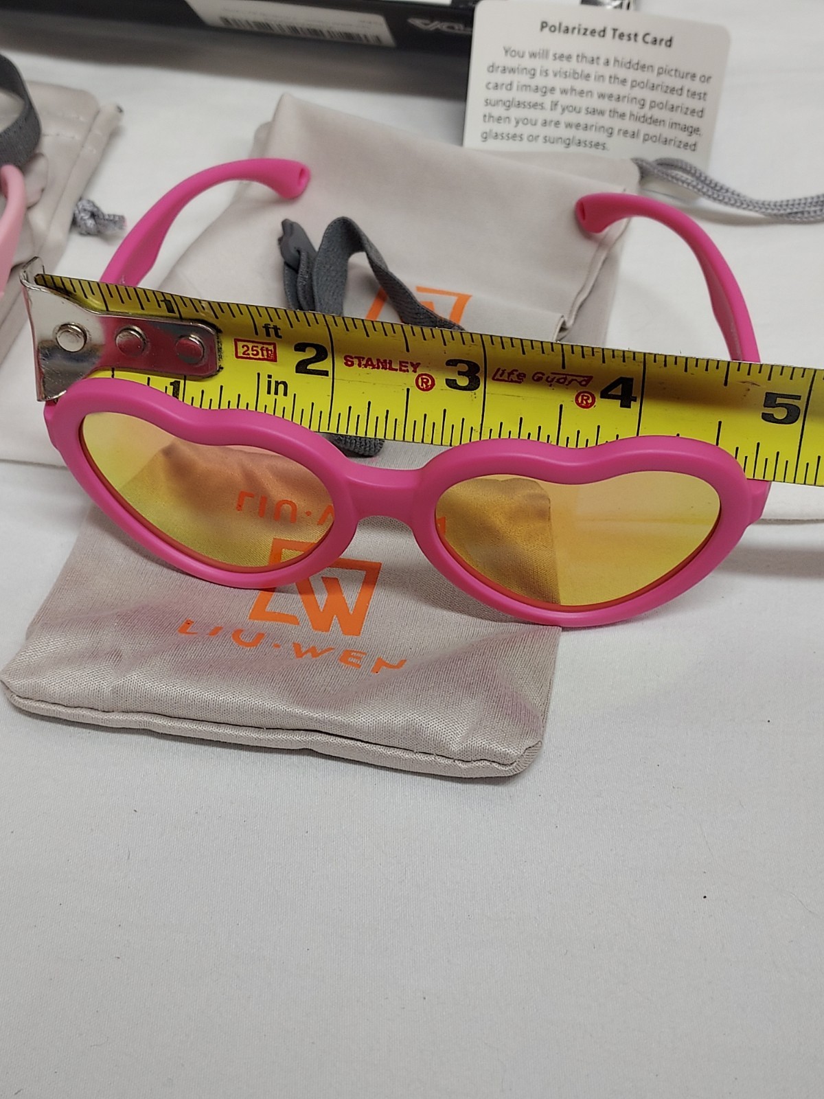 Liu-Wen 2 Pairs Heart Sunglasses Toddler Girls Polarized Pink + HotPink w/Straps