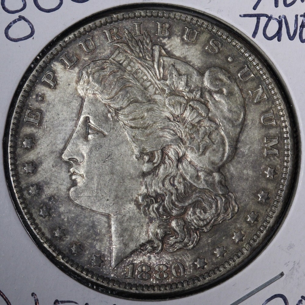 1880-O Morgan Silver Dollar AU Toned E772 DJEM