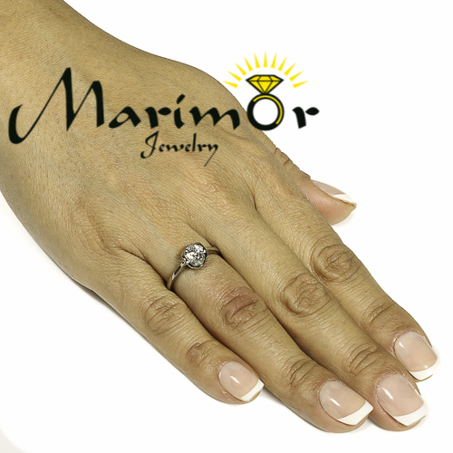 High Polished Stainless Steel .85 Ct CZ Promise / Engagement Ring Sizes 5-10