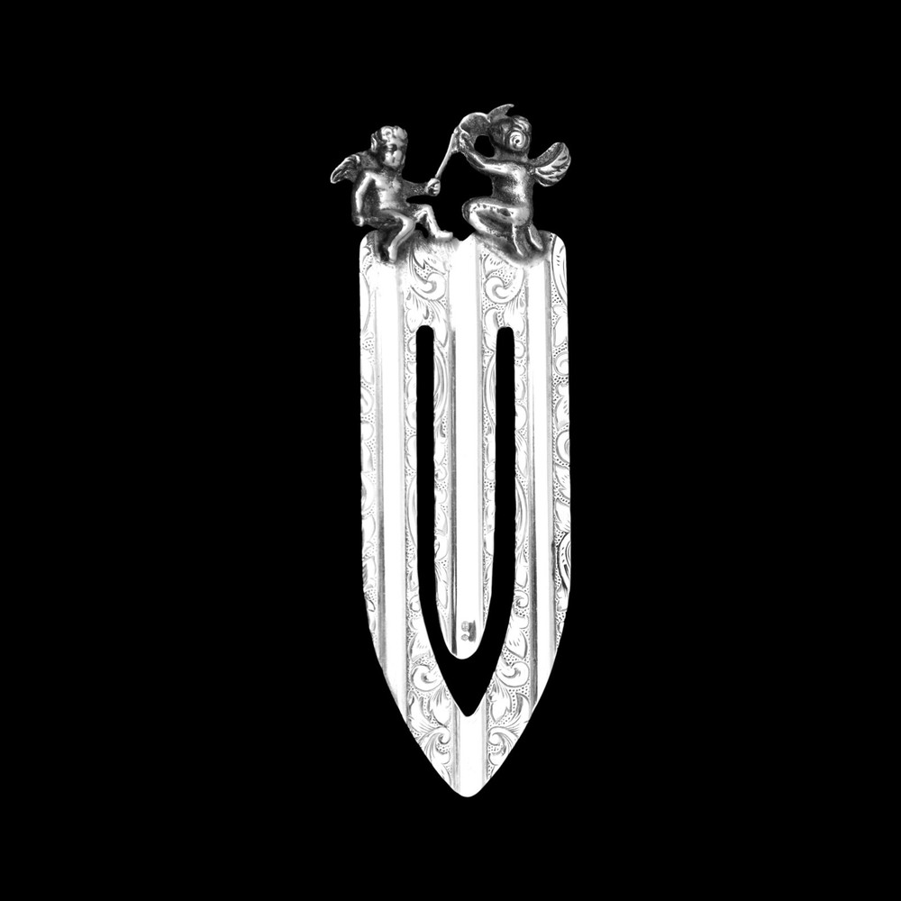 Engraved SILVER Bookmark CHERUBS Swedish Import 835S