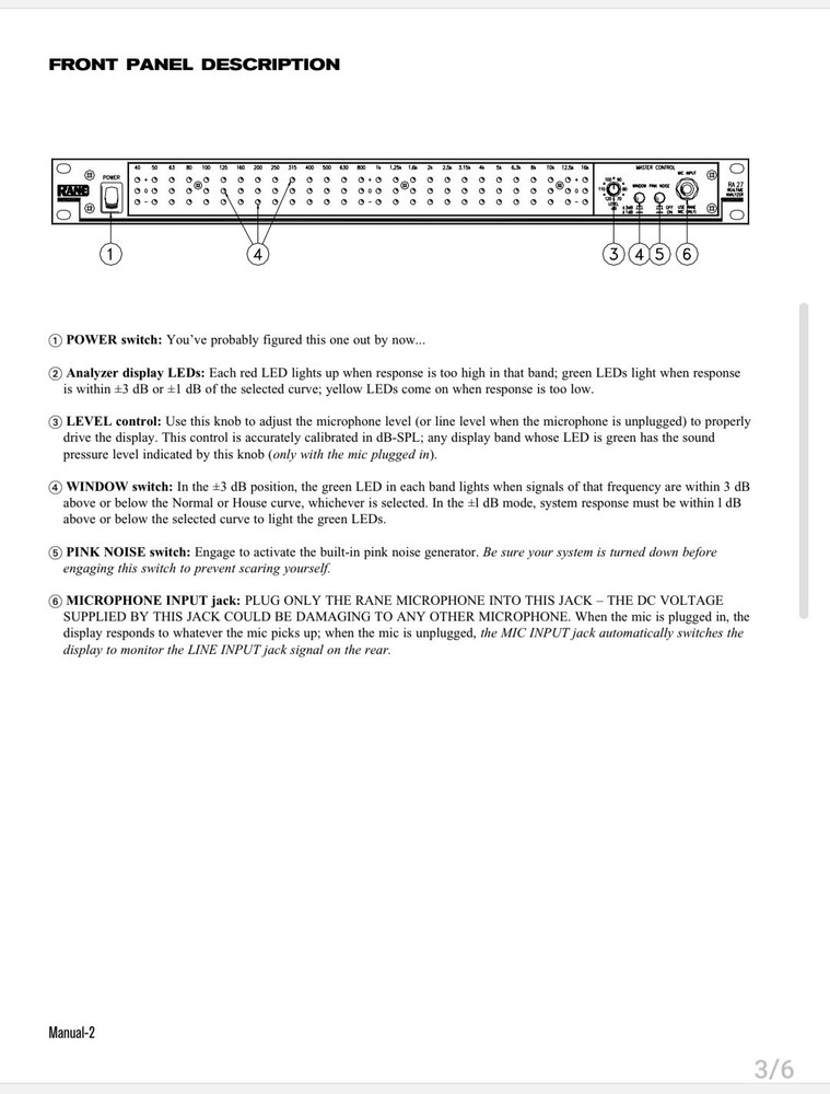 Rane RA 27 Realtime Spectrum Analyzer
