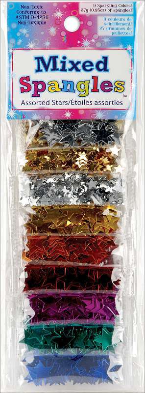 Mixed Spangles 3g 9/Pkg Assorted Stars
