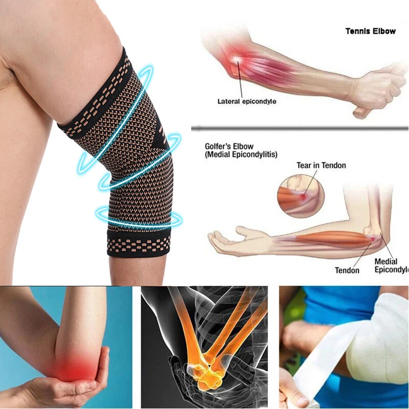 US Copper Elbow Brace Compression Support Sleeve Arthritis Tendonitis Joint Pain