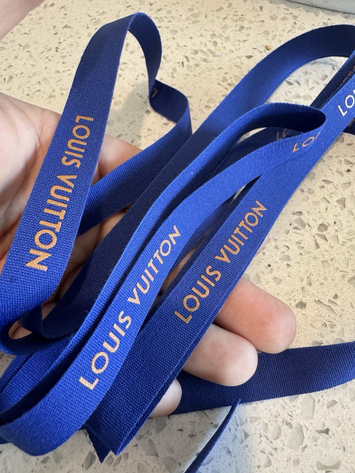 Louis Vuitton Gift Ribbon 2 Yards x 1/2-Inch Blue with Gold Logo 72 In One Piece