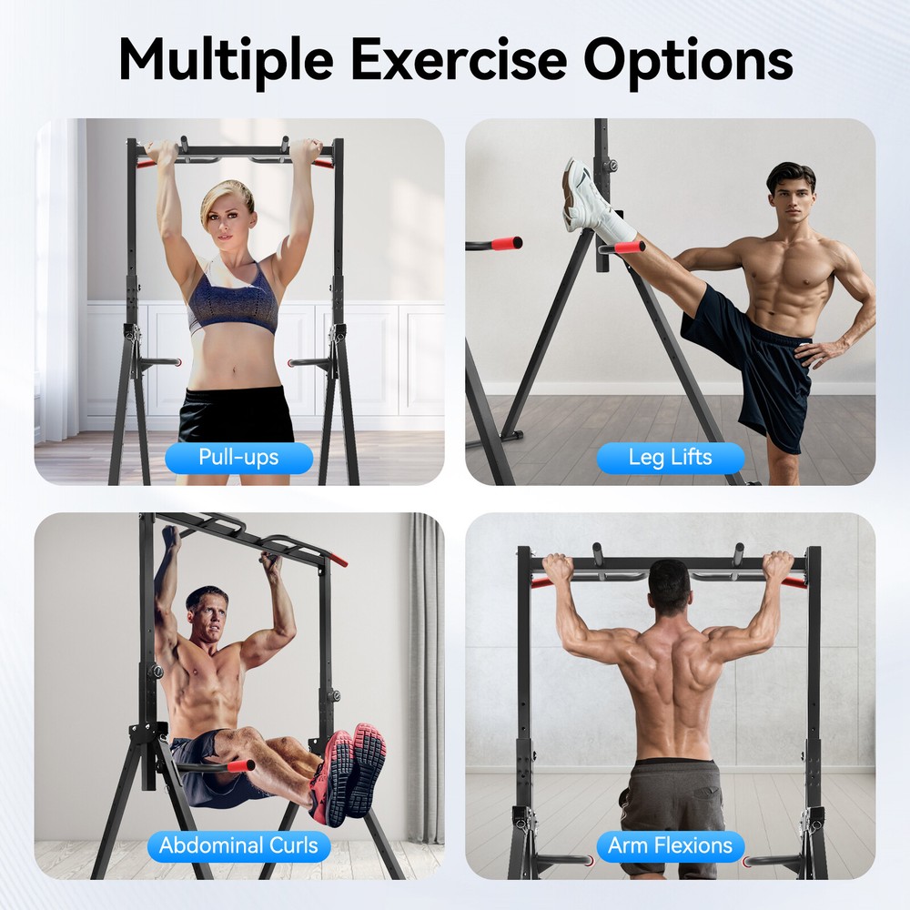 Adjustable Pull Up Bar Dip Station for Home Gym Strength Training Workout 440lbs