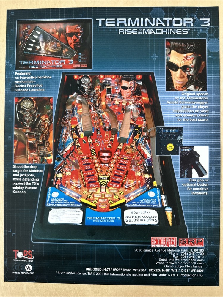 Stern Terminator 3 Pinball Flyer