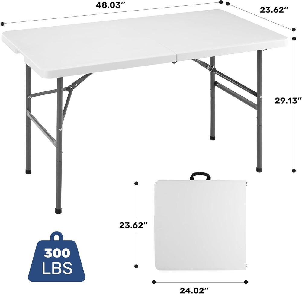 71" Folding Table, Half Portable Folding Picnic Table for Camping Parties&Events