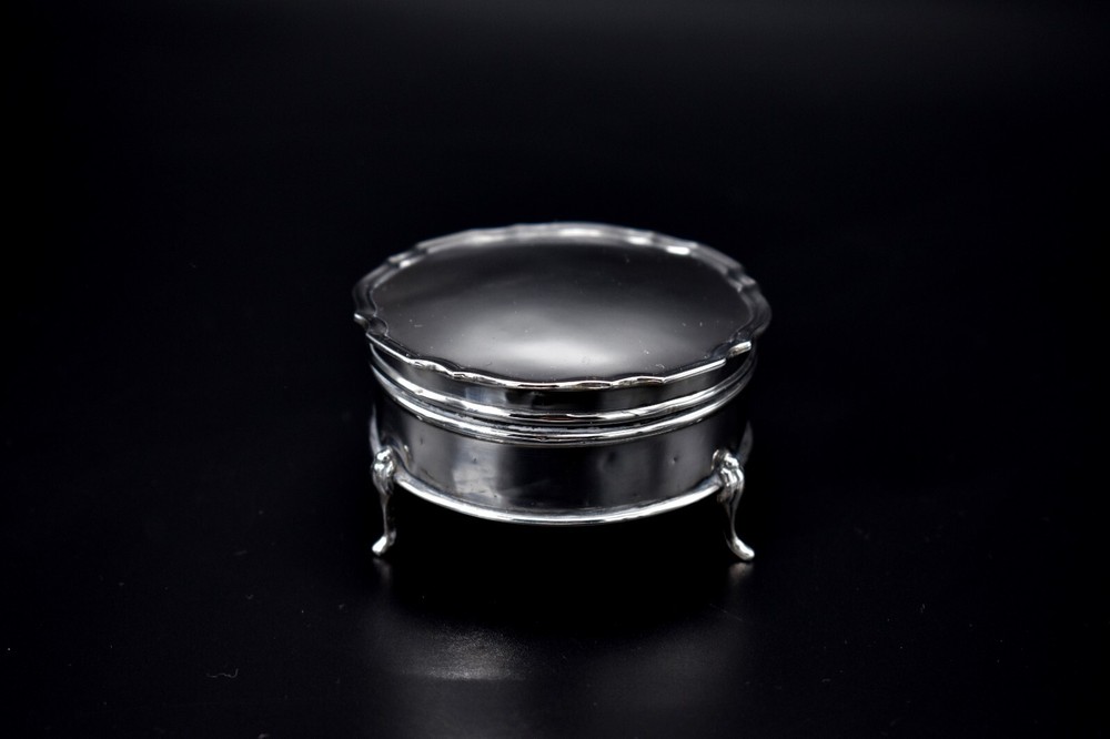 Antique George V Sterling Silver Dressing Table Box Trinket 1925