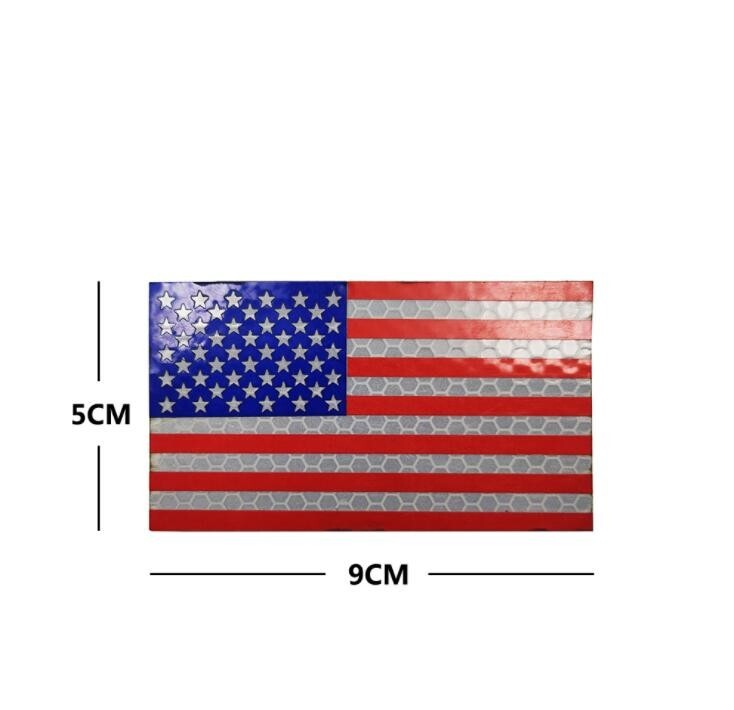 REFLECTIVE IR US AMERICAN FLAG REVERSE LEFT RIGHT SHOULDER 2 HOOK LOOP PATCHES