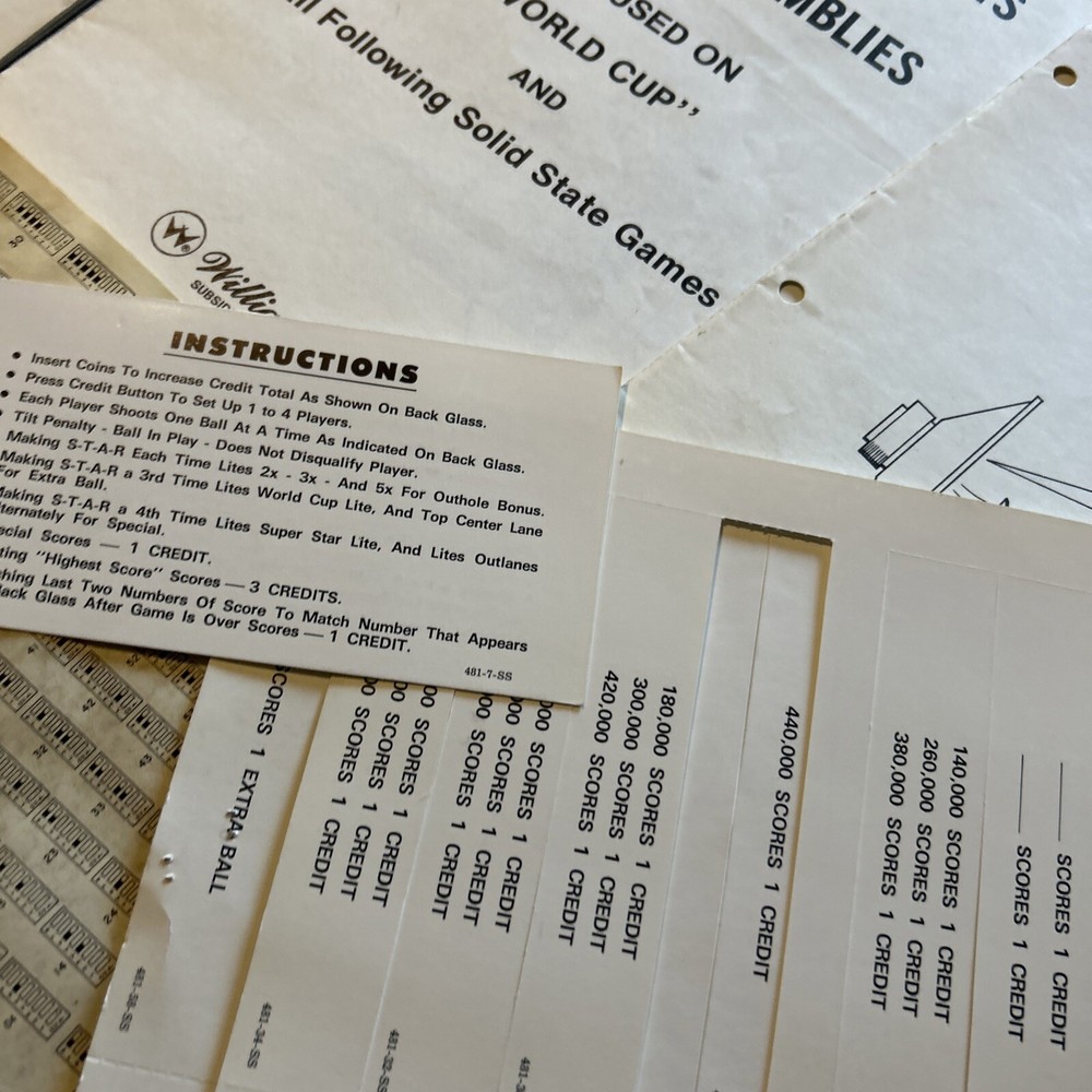 Original Williams World Cup Solid-State Set Pinball manual