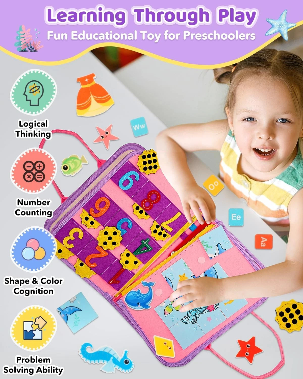 Toddler Montessori Busy Board Kids Montessori Learning Toys, Toddlers Travel Toy