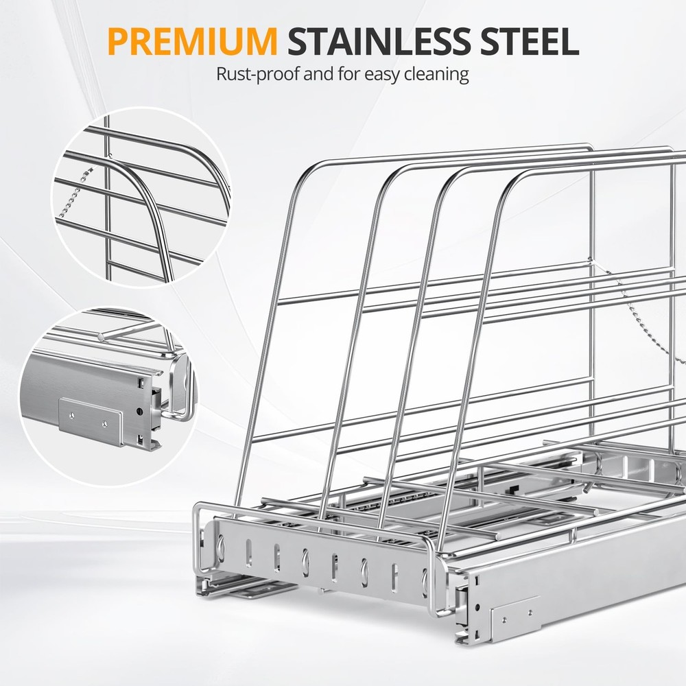 Pull Out Cabinet Organizer for Cutting Board, Cookie Sheet, Baking Sheet, Sta...