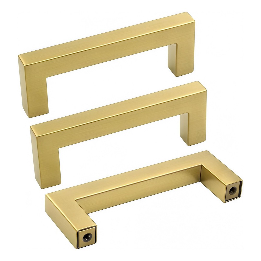 Brushed Brass Cabinet Handles Drawer Pulls and Knobs 5 Pack - LSJ12GD76 Stain...