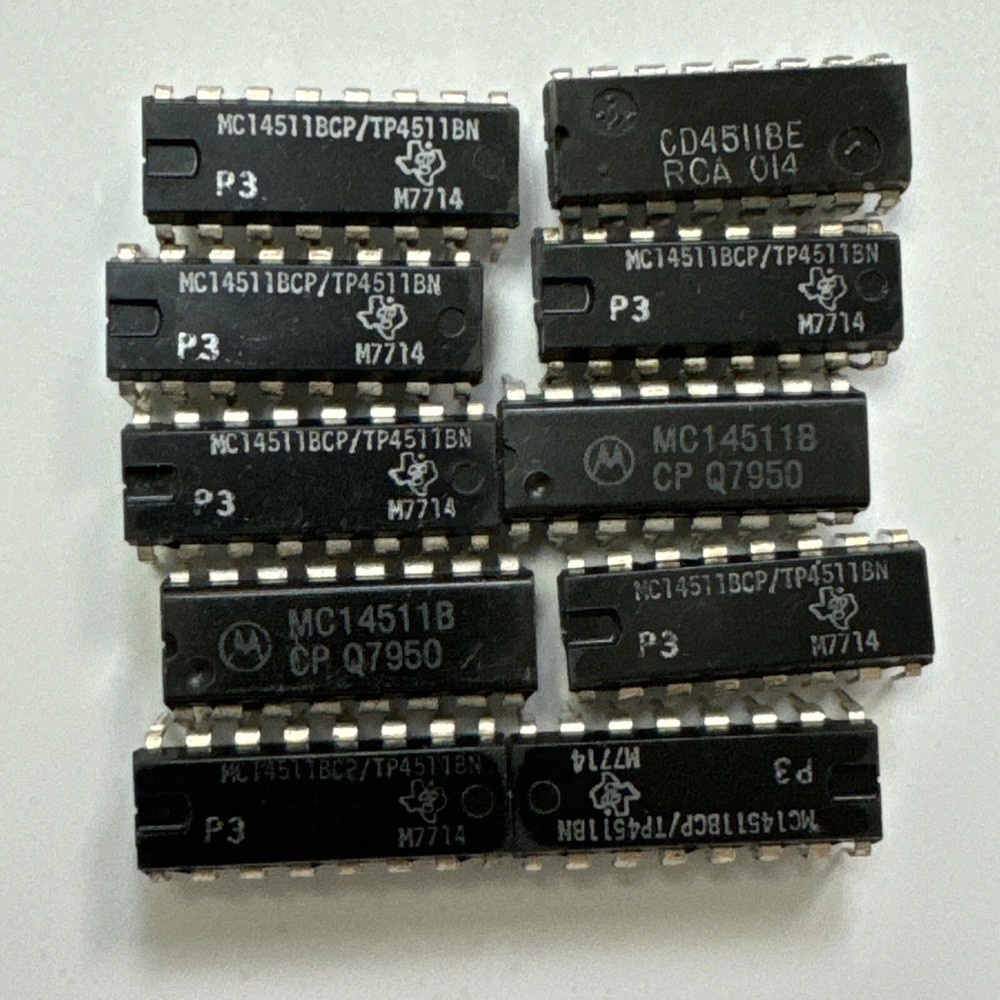 10 x MC14511BCP TI BCD-To-Seven Segment Latch Decoder Driver 4511 IC