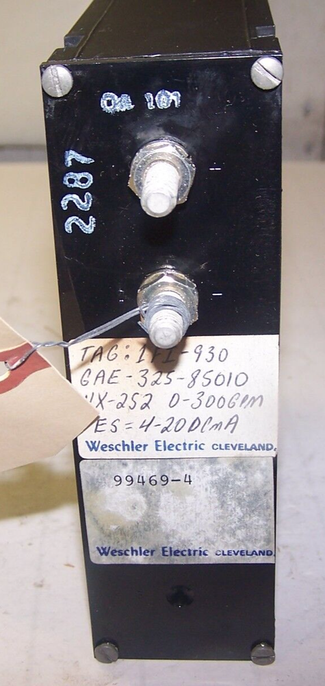 NEW WESCHLER GPM FLOW INDICATOR/PANEL METER 0-300 GPM LINE FLOW VX252
