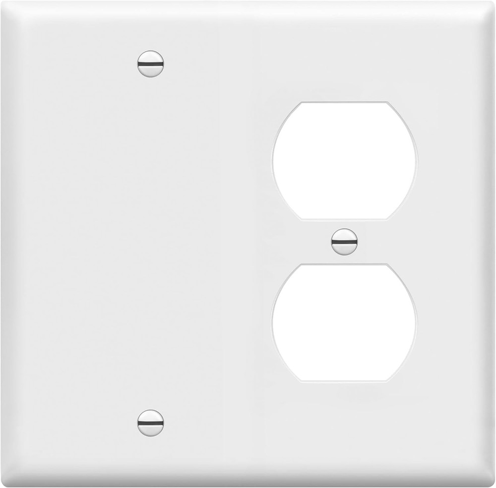 Combination Blank Device/Duplex Receptacle Outlet Wall Plate Cover, Standard Siz
