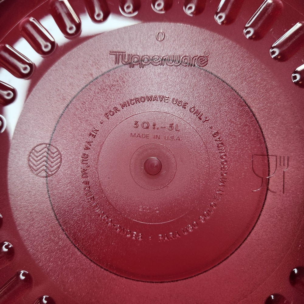 Vintage Tupperware TupperWave 5 Piece Cranberry Red Stack Cooker