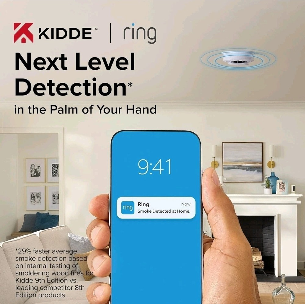 KIDDE Ring-Enabled Smart Smoke Detector, Wired, RGSAR-RW *NEW*