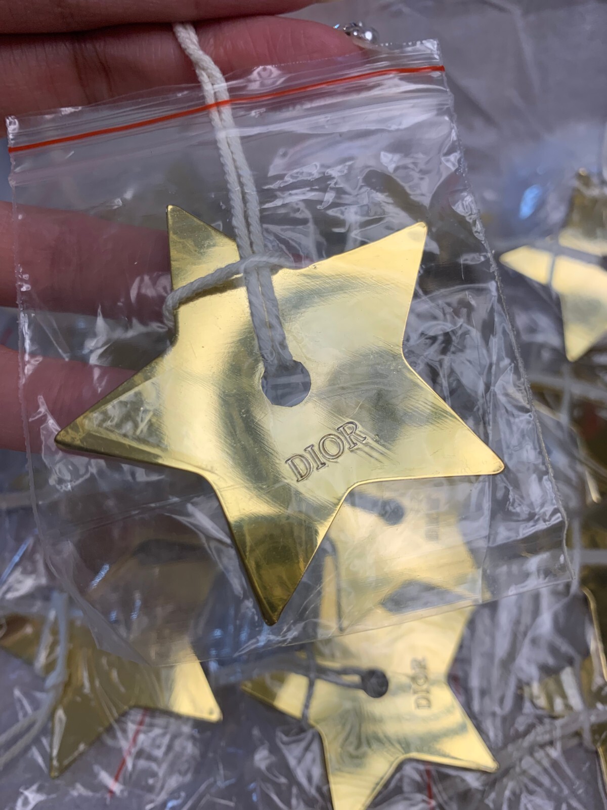 100% Authentic Dior Metal Star Gold Pendant Key Chain Key Ring Bag Charm