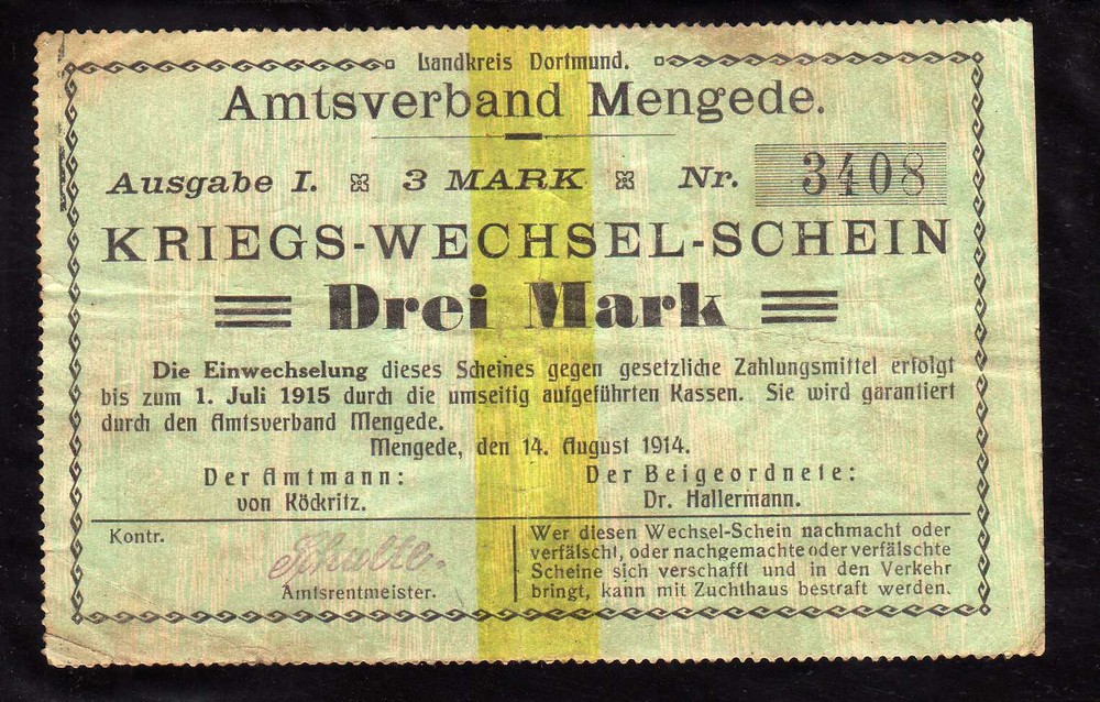 MENGEDE  -  GERMANY NOTGELD - 3 MARK