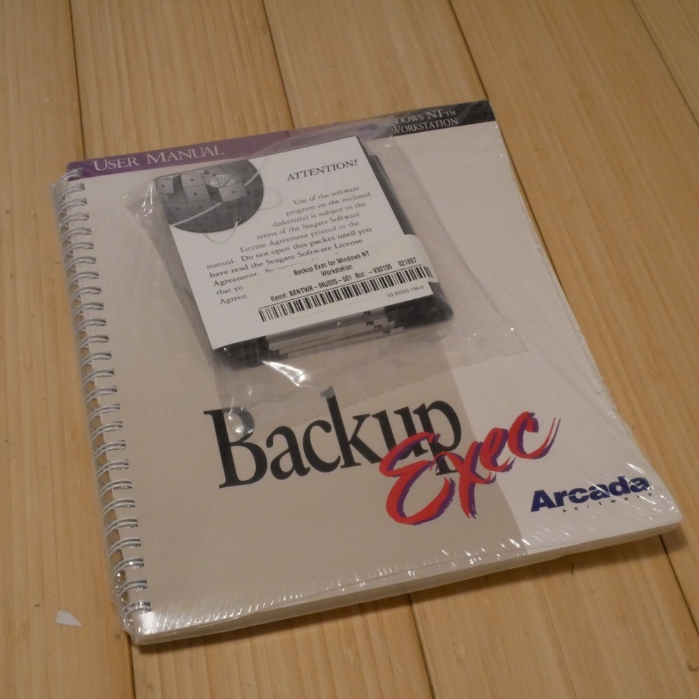 NOS Sealed Backup Exec Windows NT Workstation Edition Seagate Arcadia Software