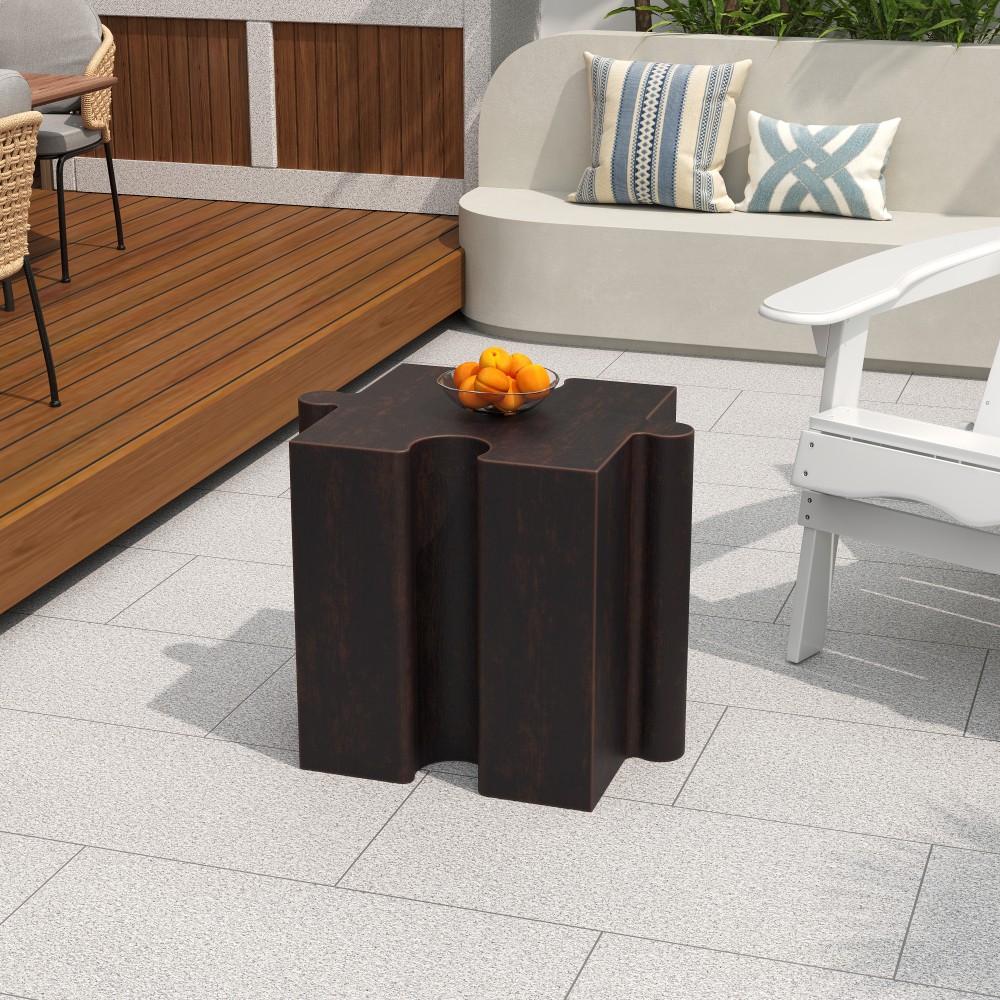 Modular Puzzle Art Side Table, MGO Concave Edge for Indoor & Outdoor, Copper