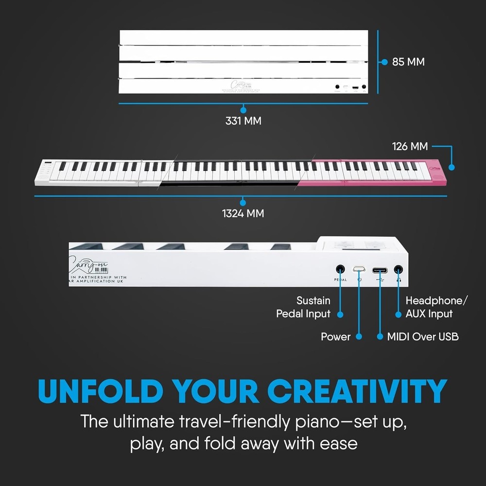 Folding Digital Piano w/ Rechargeable Battery=